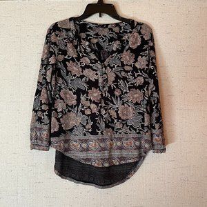 Lucky Brand Paisley 3/4 sleeve top